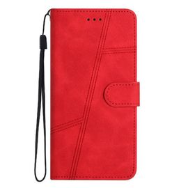 Flip Étui Pour Samsung Galaxy A5 2018 Portefeuille En Cuir Pu Porte-Fentes Pour Cartes Magnétique Protection Complète Sangle De Poignet Flip Folio - Rouge