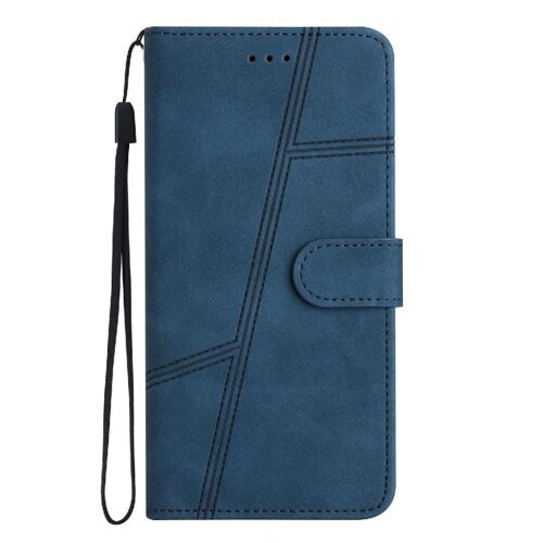 Flip Étui Pour Iphone 6/6s Protection Complète Porte-Fentes Pour Cartes Magnétique Sangle De Poignet Flip Folio Portefeuille En Cuir Pu - Bleu