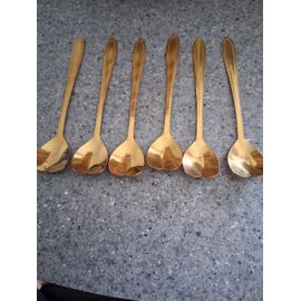 Lot De 6 Cuillère À Café Forme C?ur Doré