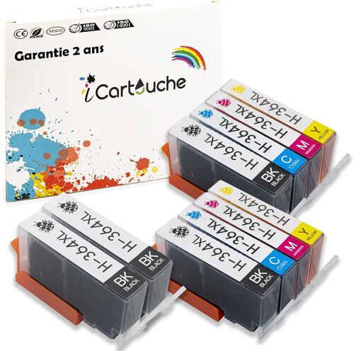 Cartouches d'encre Compatible pour HP 364XL Deskjet 3070 3520 Offic4610 4620 Photosmart 5510 5520 6510 6520 7510 7520 C3640 C5300 C5380 C5390 C6300 C6340 C6350 C6380 (4BK 2C 2M 2Y)