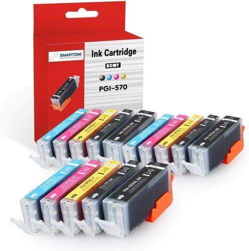 Lot de 15 cartouches d'encre compatibles PGI-570 XL CLI-571 XL Canon pgi-570 Noir CLI-571 CMY pour imprimantes Canon Pixma MG5750 MG5751 MG5752 MG5753 MG6851 MG6850 15PK(PBK+KCMY) multicolore