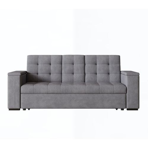 Noho - Canapé Convertible Et Modulable Gris En Velours Côtelé