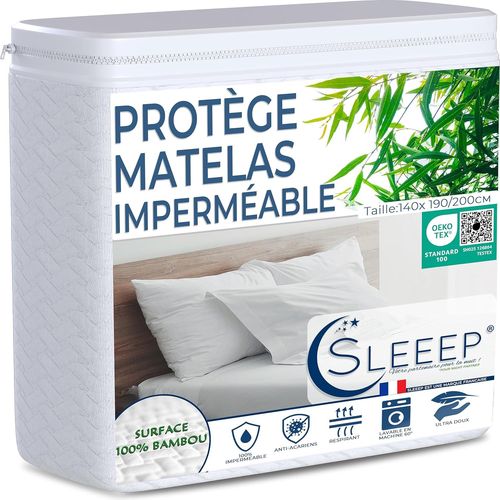 KALANKA-SLEEEP Protege Matelas 140x200 Fibre de Bambou Oeko-Tex, Format Drap House Bonnet 30cm Alese 100% Imperméable, Protection Matelas Ultra Douce Couvre Matelas Anti Acarien -Qualité Hôtellerie-