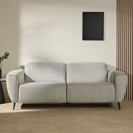 Canapé Relax Électrique 3 Places En Tissu Gris Perle