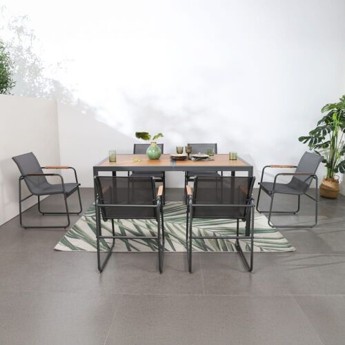 Salon De Jardin 6 Places Anthracite Et Bois