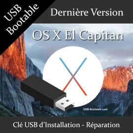 Clé USB Bootable OS X El Capitan + Guide PDF d'utilisation - Installation/Réparation/Mise à niveau - Compatible MacBook/Mac/iMac/Pro/Air/mini - Dernière version officielle - USB 2.0 / 3.0