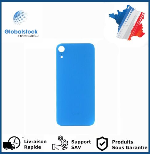 Vitre Arrière Pour Iphone Xr Bleu Logo + Ce