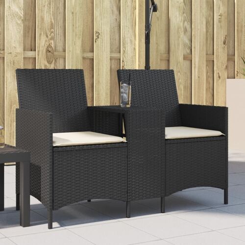 Vidaxl Canapé De Jardin 2 Places Avec Table Et Coussins Résine Tressée