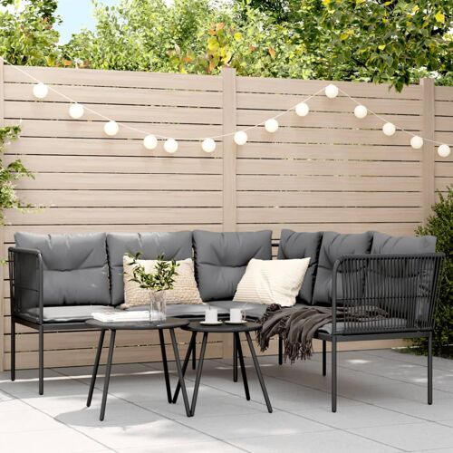 Vidaxl Canapé De Jardin Avec Coussins Forme De L Noir Acier Textilène