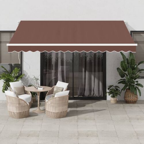Vidaxl Auvent Manuel Rétractable Marron 400x350 Cm