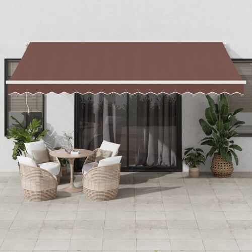 Vidaxl Auvent Manuel Rétractable Marron 450x350 Cm