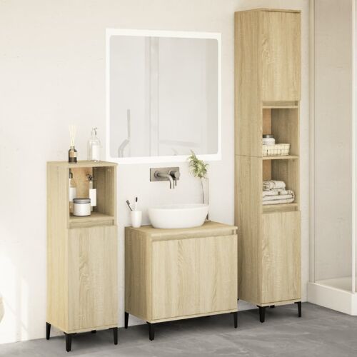 Vidaxl Ensemble De Meubles De Salle De Bain 3 Pcs Chêne Sonoma