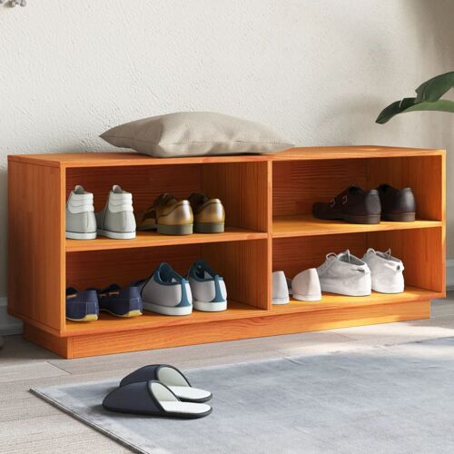 vidaXL Armoire à chaussures cire marron 110x34x45 cm bois pin massif