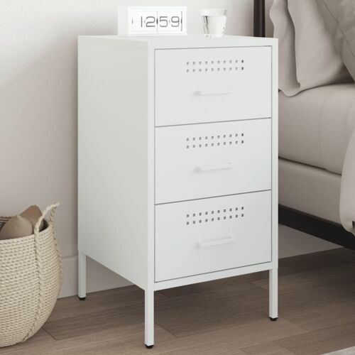 vidaXL Table de chevet blanc 36x39x68 cm acier laminé à froid