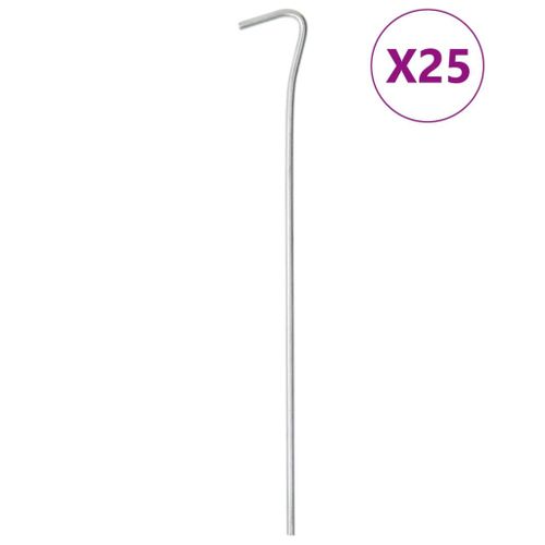 Vidaxl Piquets De Tente 25 Pcs 23 Cm Ø4 Mm Acier Galvanisé