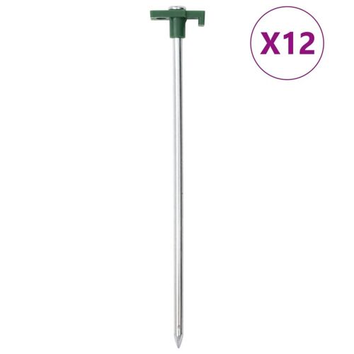 Vidaxl Piquets De Tente 12 Pcs 25 Cm 7 Mm Acier Galvanisé Et Pp