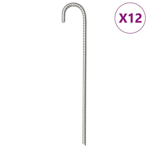 Vidaxl Piquets De Tente 12 Pcs 37 Cm Ø10 Mm Acier Galvanisé