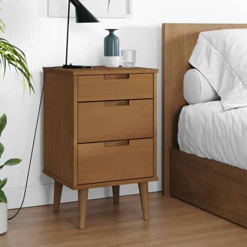 Vidaxl Table De Chevet Molde Marron 40x35x65 Cm Bois De Pin Solide