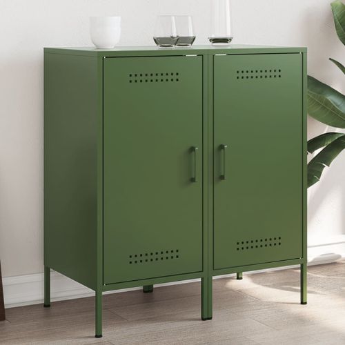 Vidaxl Buffets 2 Pcs Vert Olive 36x39x79 Cm Acier