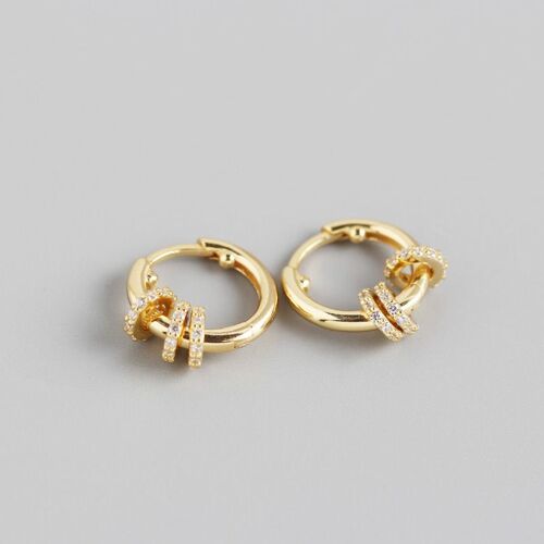 Xiyanike ¿ Boucles D'oreilles En Strass Pour Femmes, Couleur Argent, Deux Méthodes De Port, Petit Cercle, Design Unique, Bijoux De Luxe Légers À La Mode