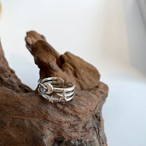 Xiyanike ¿ Bague Ouverte En Argent Thaïlandais Pour Femmes, Couleur Argent, Lune, Étoile, Vintage, Simple, Bijoux De Fête, Cadeaux, Nouveauté 2020