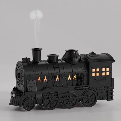 Diffuseur d'huiles essentielles 300 ml en forme de train, 2 modes d'éclairage, humidificateur à brume fraîche d'aromathérapie avec télécommande pour chambre à coucher, bureau, prise UE 100 à 240 V