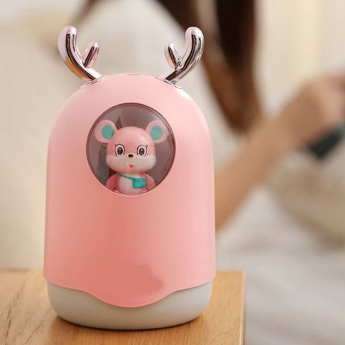 Mini humidificateur Portable USB filaire, silencieux, hydratant, pour bureau, chambre à coucher, bureau, forme d'animal mignon, rose