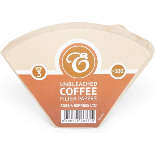 KALANKA-EDESIA ESPRESS ¿ 100 Filtres à Café Coniques en Papier ¿ Filtre Café N°3 pour Cafetière Manuelle, Pour-Over et Brassage Doux ¿ Taille 3 Brun