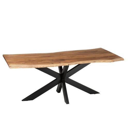 Table Rectangulaire En Acacia Et Métal Noir L200 Acacia