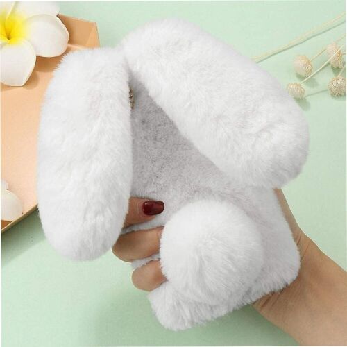 Étui Pour Iphone 13 Pro Max Automne Et Hiver Plushcase Rabbit Furprotection Étui En Peluche Belle Plushrabbit - Blanc