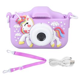 Appareil photo pour enfants mignon double objectif mise au point automatique photographie enregistrement vidéo jeu musique appareil photo numérique jouet violet