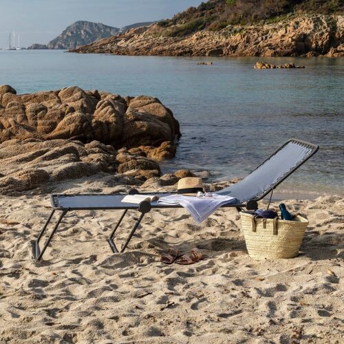 Bain De Soleil Pliant En Acier Bleu L192xl71xh90