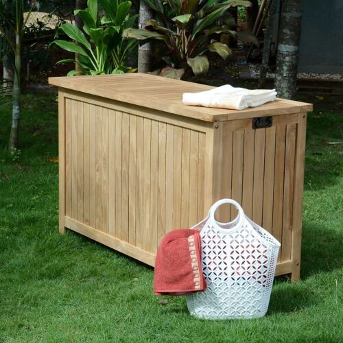 Coffre De Jardin En Teck Massif L 120 Cm