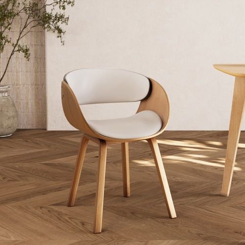 Chaise En Bois Clair Et Pu Blanc