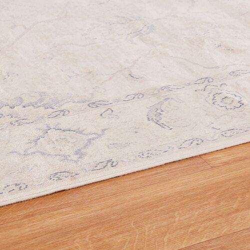 Tapis Vintage Tissé Jacquard Gris Et Bleu 160x230