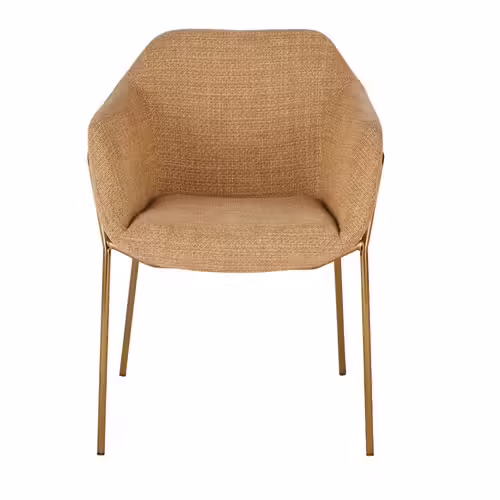 Chaise Tramée Ocre Et Acier Doré