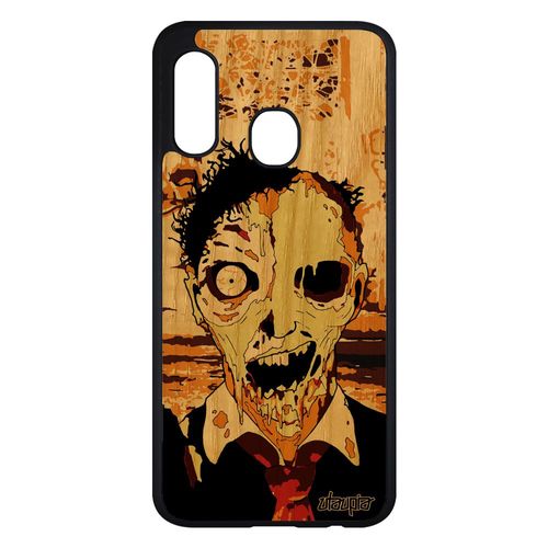 Coque Bois Zombie Antichoc Samsung Galaxy A20e Silicone Personnalisé Marron Ruine Mort Vivant Garcon Revenant Telephone Housse Gore