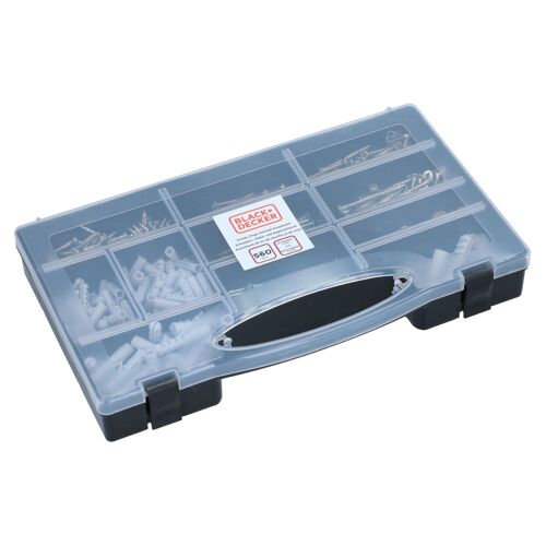Set de clous BLACK+DECKER, chevilles et vis - 560 pièces - Boîte d'assortiment