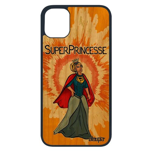 Coque Pour Iphone 11 Pro Bois Silicone Super Princesse Etui Drole Heros Portable Femme Texte Comics Frêne Telephone Original