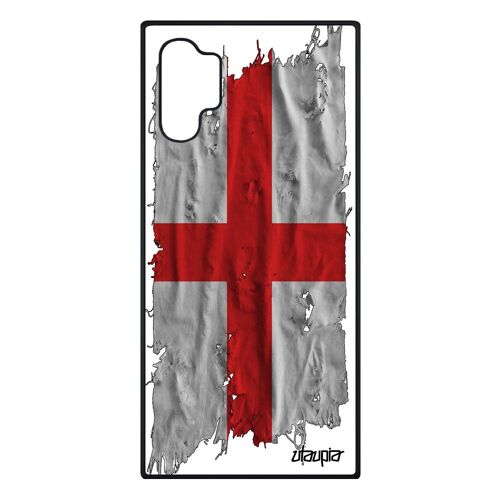 Coque Silicone Pour Samsung Note 10+ Plus Drapeau Angleterre Anglais Case Foot Basket Personnalisé Grande Bretagne Tissu Euro Galaxy