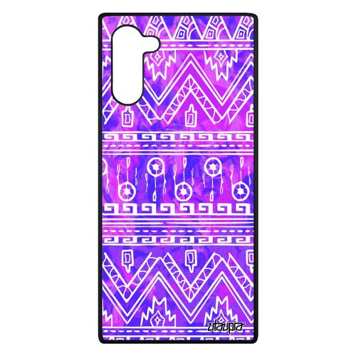 Coque silicone pour Note 10 Motif azteque peinture decoratif original violet personnalisé tribal effet design jolie Samsung galaxy