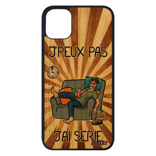 Coque En Bois Iphone 11 Pro Max Et Silicone J'peux Pas J'ai Série Jpeux Texte Tele Dessin Animé Comique Original Je Telephone