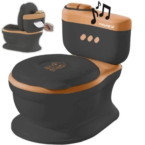 Twinky® Pot De Toilette Bébé 3 En 1 | Noir Marron Sons & Musique | Couvercle Amovible | Apprentissage Propreté Ludique | Dès 18 Mois