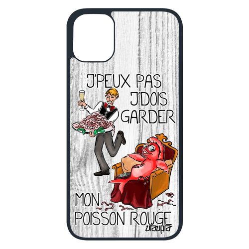 Coque Iphone 11 Pro Silicone J'peux Pas J'dois Garder Mon Poisson Rouge Gris Noir Bande Dessinée Motif Drole Humoristique Je