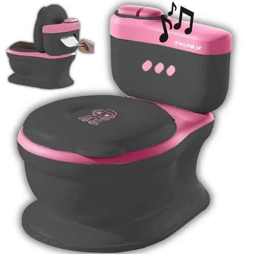 Twinky® Pot De Toilette Bébé 3 En 1 | Noir Rose | Sons & Musique | Couvercle Amovible | Apprentissage Propreté Ludique | Dès 18 Mois