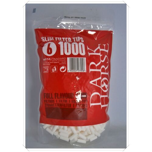 1000 Embouts de filtre de cigarette - 6x15 mm - Dark Horse