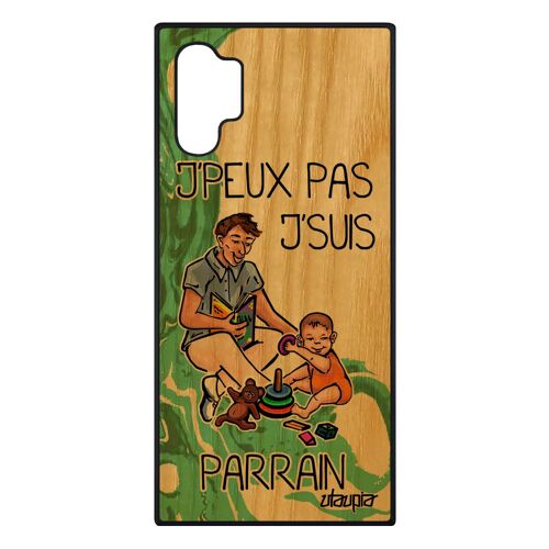 Coque pour Galaxy Note 10+ Plus bois silicone j'peux pas j'suis parrain drole TPU jpeux humour comique bebe je portable vert Samsung