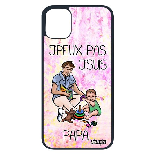 Coque J'peux Pas J'suis Papa Pour Iphone 11 Pro Silicone Personnalisé Etui Dessin Enfant Humour Telephone Antichoc Violet Père