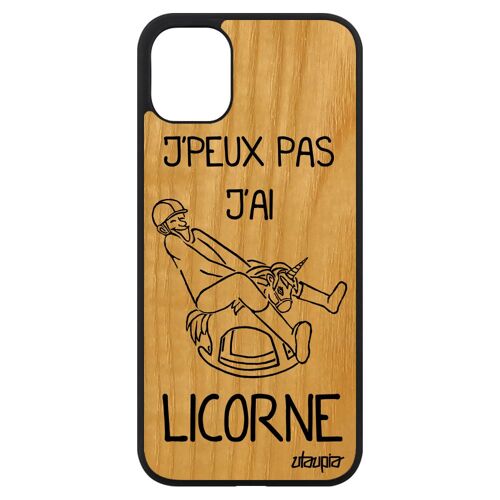 Coque Pour Iphone 11 Bois Silicone J'peux Pas J'ai Licorne Humoristique Cheval Bande Dessinée Rigide Drole Telephone Original