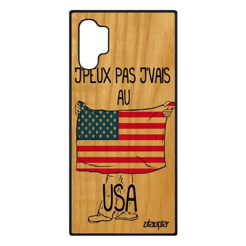 Coque Silicone Samsung Note 10+ Plus Bois J'peux Pas J'vais Au Usa Case Drapeau Americain Foot Basket Personnalisé Bumper Tpu Galaxy